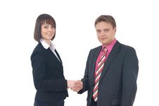 Two Business Colleagues Are Holding Hands Together Stock Photo