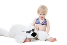 Cute Baby With Teddy Bear Stock Photo