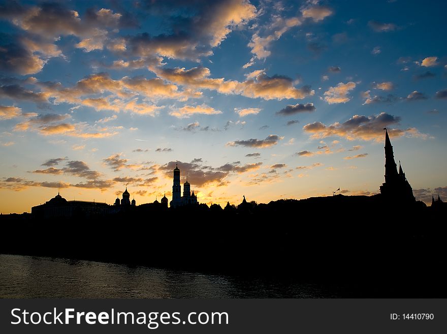 The Moscow Kremlin in the summer. Sunset. The Moscow Kremlin in the summer. Sunset.