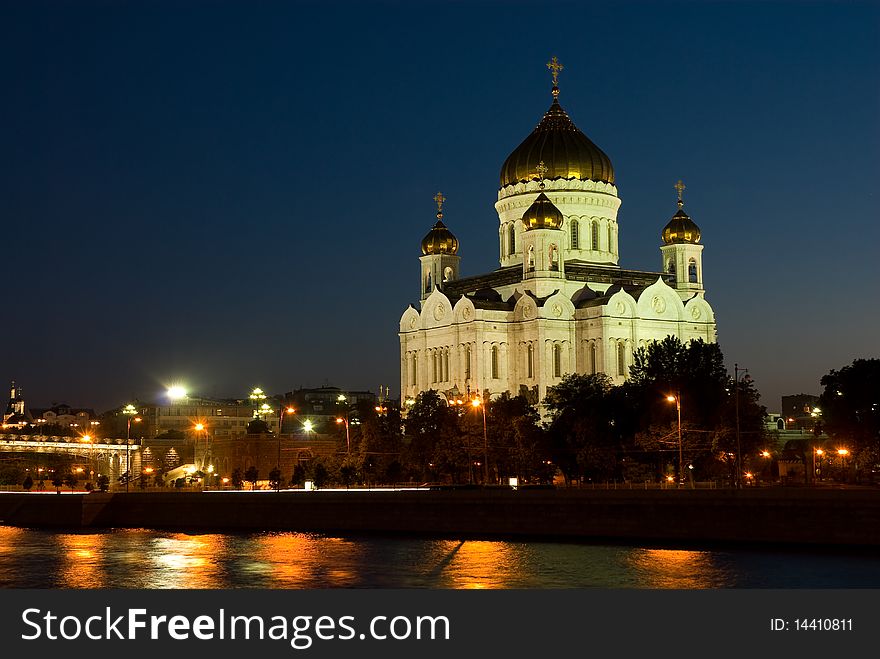 Temple in the city of Moscow. Night. Temple in the city of Moscow. Night.