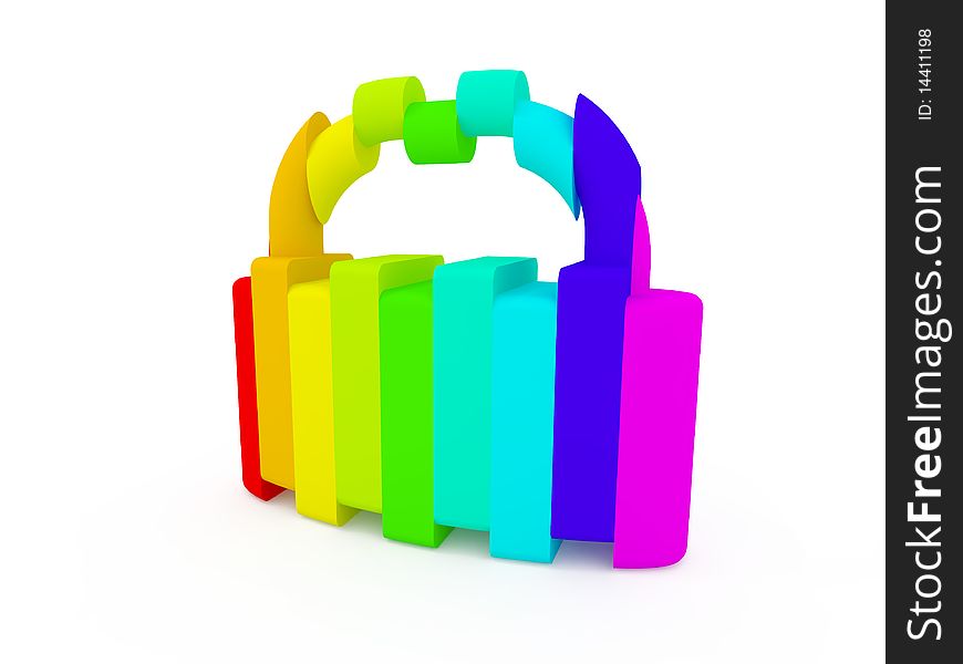 Color abstract padlock generated in 3D application.