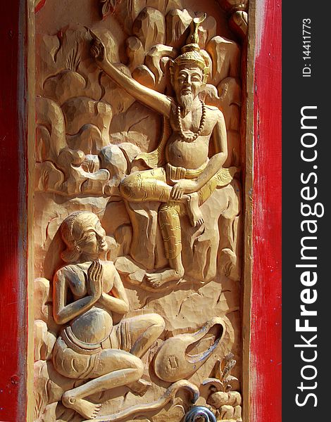 Native Thai style wood carving