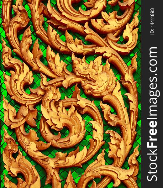 Traditional Thai Style Wood Carving.