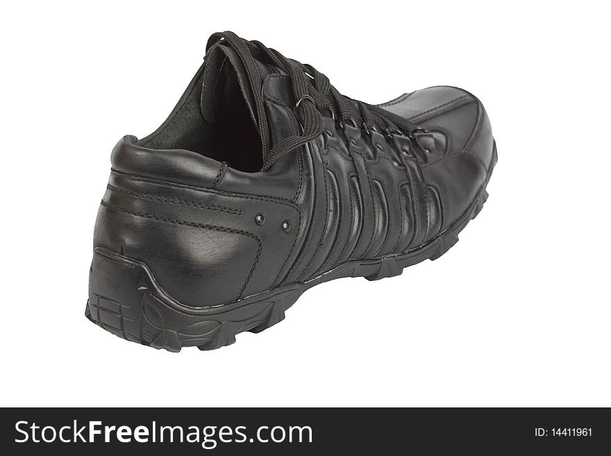 Black Leather Running Shoe