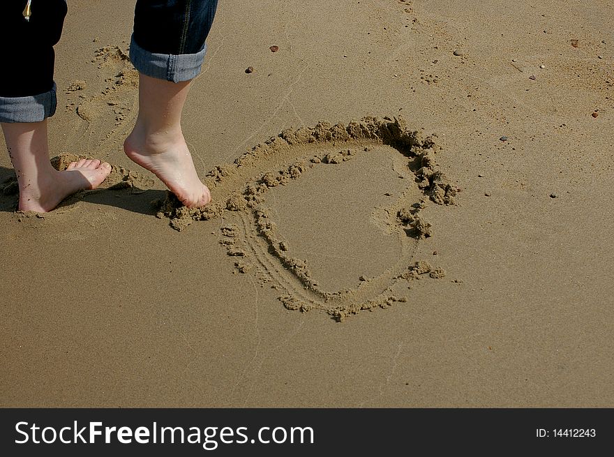 Image of heart on the sea-sand. Image of heart on the sea-sand