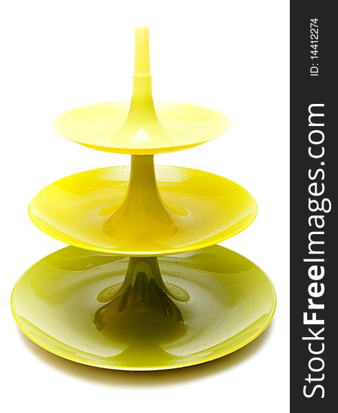 Three-story Plastic Green Vase