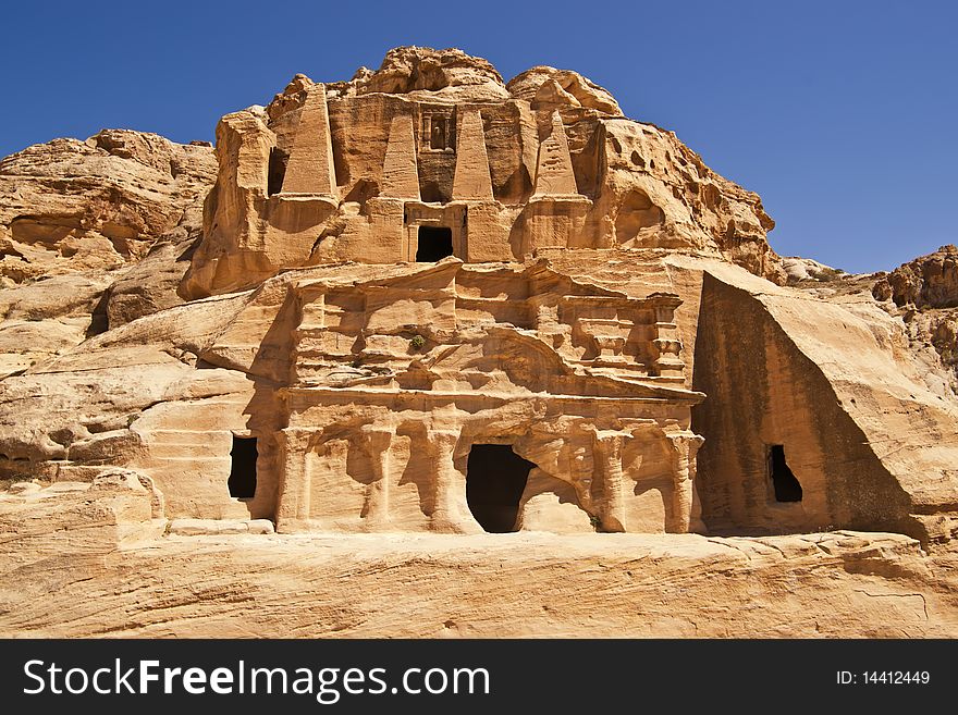 The Obelisk Tomb and Bab as-Siq Triclinium. Petra city in Jordan