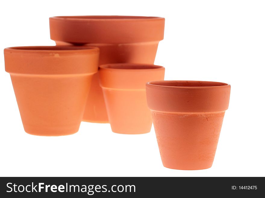 Flowerpots from clay for a flower cultivation and other plants in house conditions.
