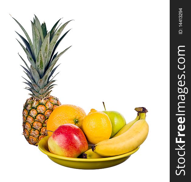 Mixed arrangement of fruit on white background. Mixed arrangement of fruit on white background