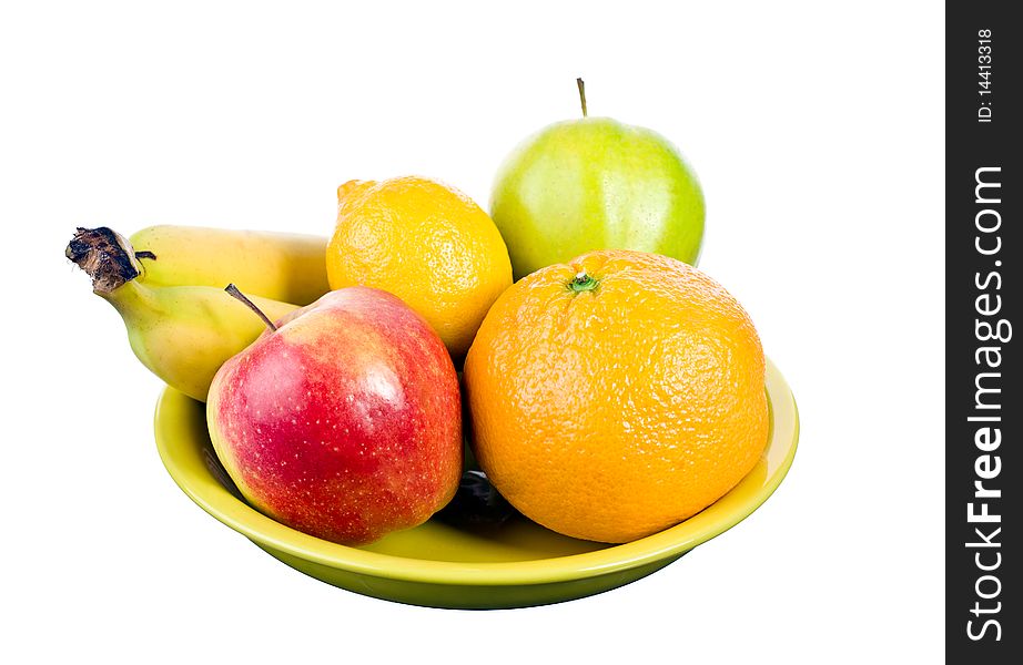 Mixed arrangement of fruit on white background. Mixed arrangement of fruit on white background