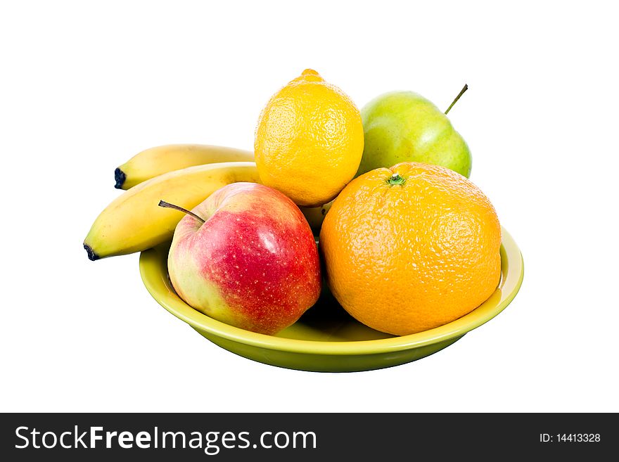 Mixed arrangement of fruit on white background. Mixed arrangement of fruit on white background