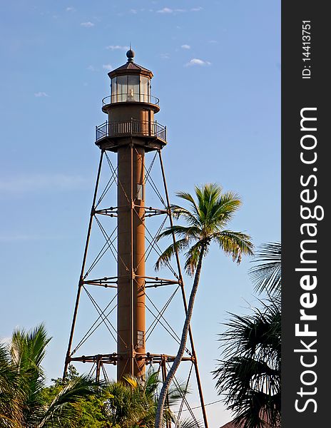 Historic Lighthouse At Midday Sanibel Island Florida