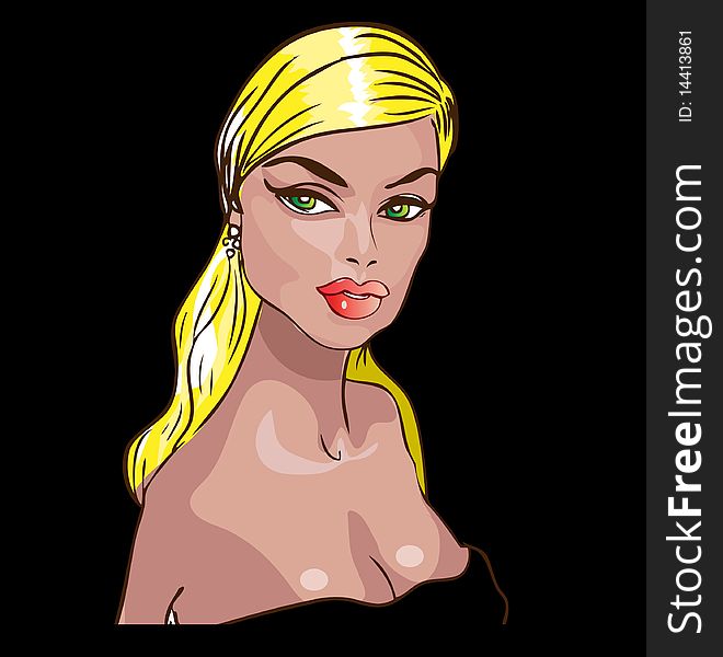 Vector illustration ofBeauty Blond Woman portrait vector