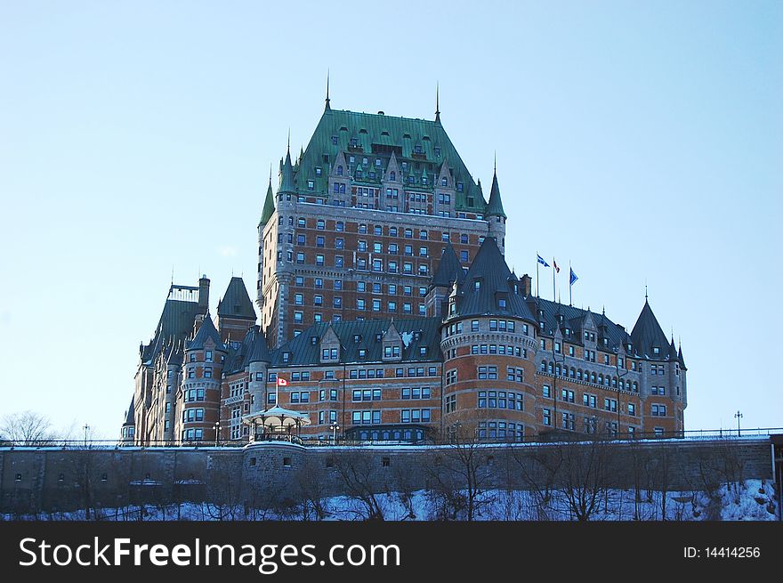 Chateau Frontenac, dominate the skyline of Quebec City, a French-style castle hotel builded in 1893, landmark of Quebec City, Quebec, Canada. Chateau Frontenac, dominate the skyline of Quebec City, a French-style castle hotel builded in 1893, landmark of Quebec City, Quebec, Canada