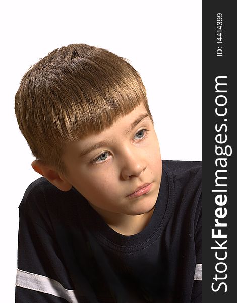 Portrait of the boy is isolated on white background