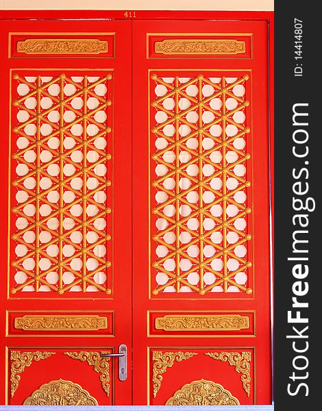 Chinese tradition style Buddhist church door.