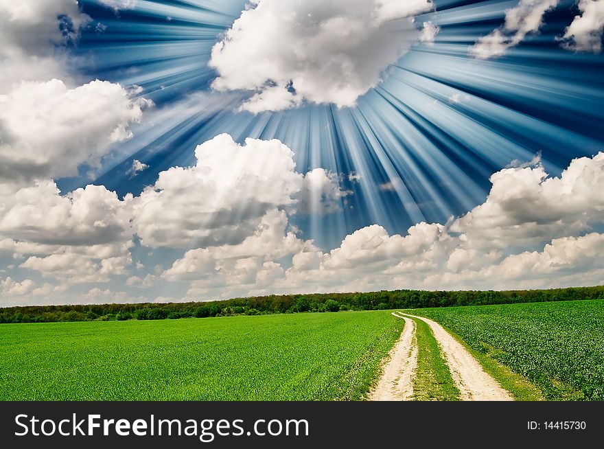 Unusually beams above spring field.