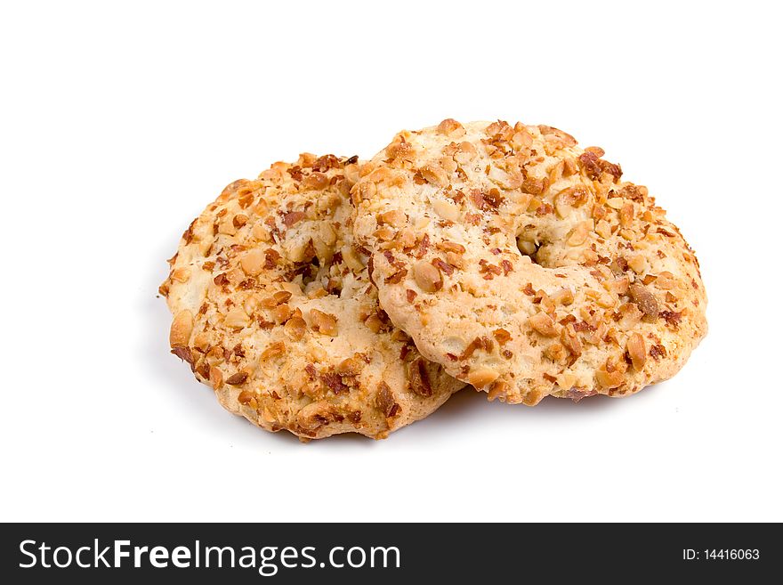 Cookies with nuts isolated on a white background