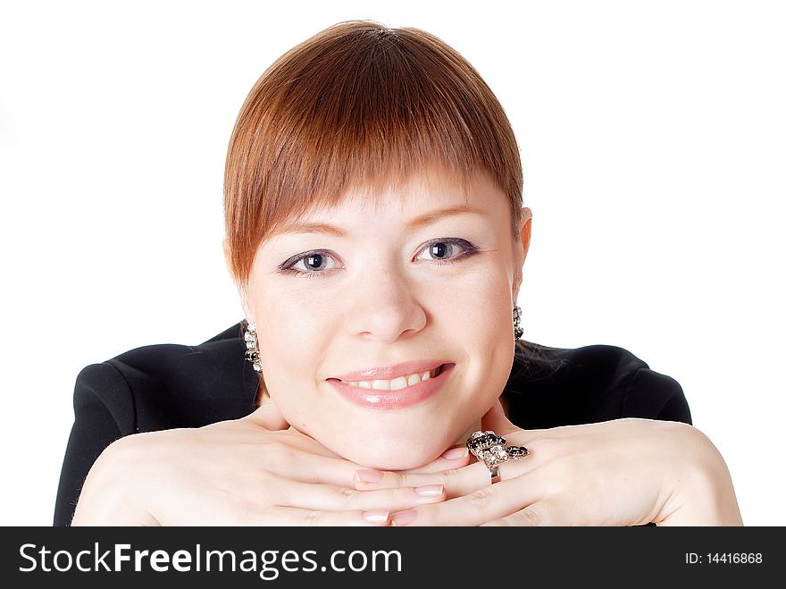 Charming young woman isolated on white background