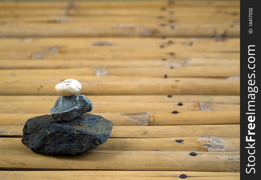 Three Zen Rock on Bamboo Background