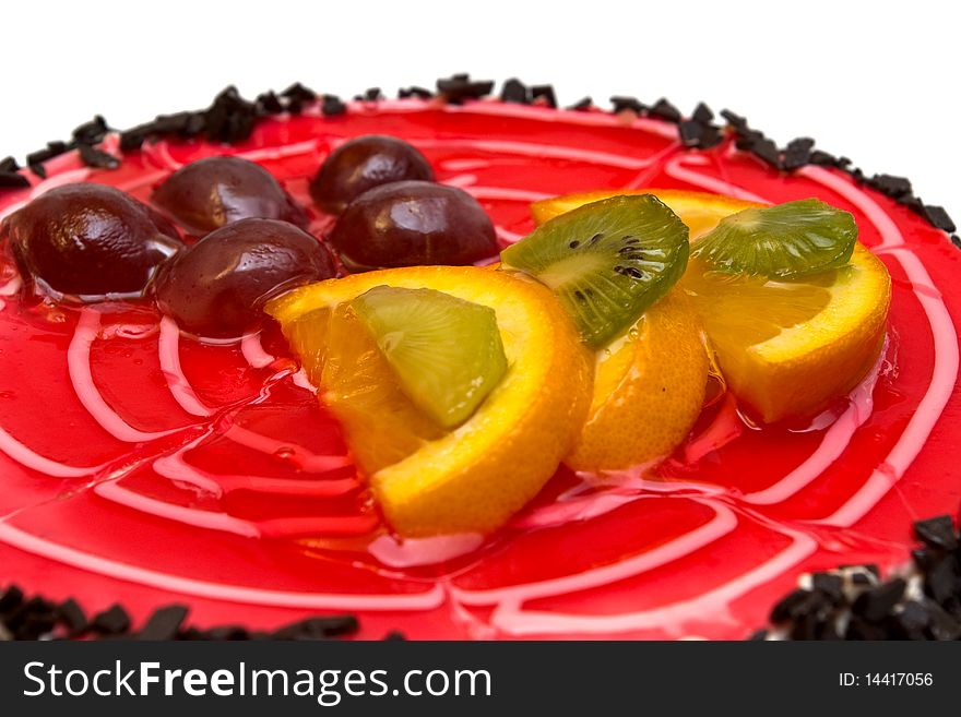 Delicious birthday cake isolated on white background