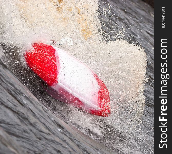 Kayak freestyle on whitewater, Russia, Msta, may 2010