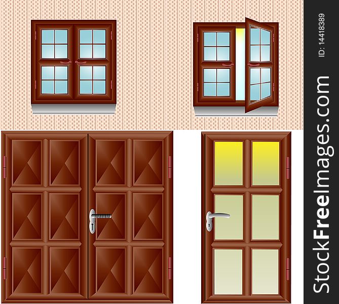 Window and door vector illustration. Window and door vector illustration