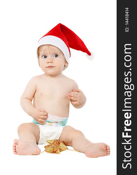 Christmas baby isolated on white