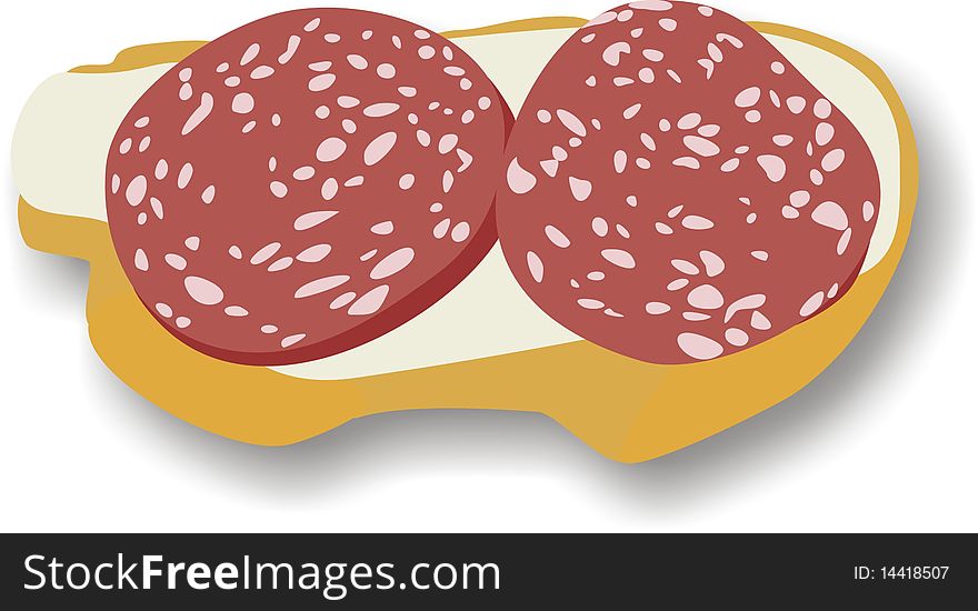 Tasty sandwich with sausage. A vector illustration