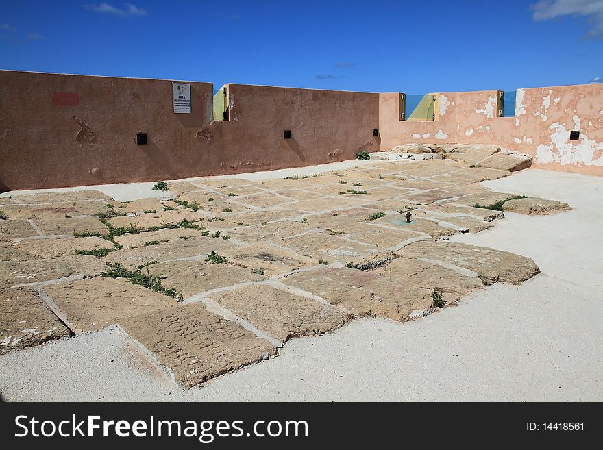 The walls and the ruins of the bastion of the city of Trapani Sicily Italy. The walls and the ruins of the bastion of the city of Trapani Sicily Italy