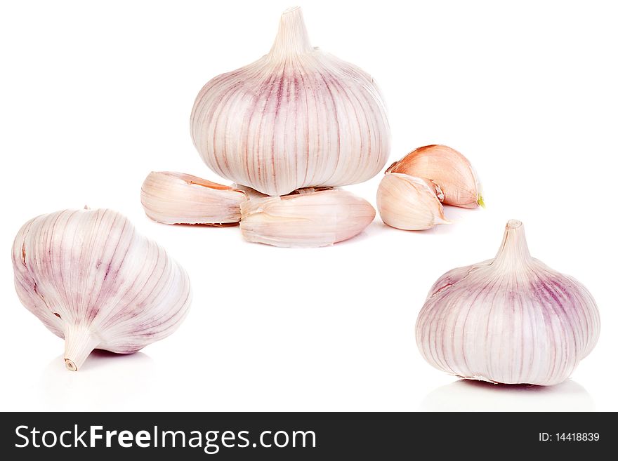 Isolated garlics on white background