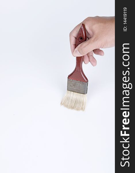 The men's brush motion on white background