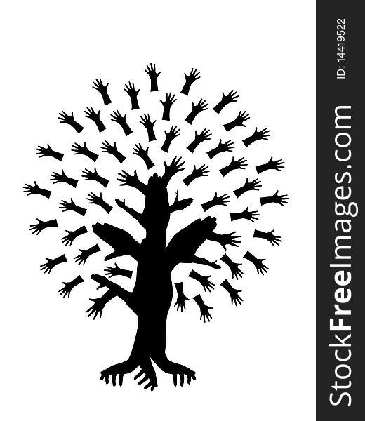 Abstract hand tree symbol of diversity