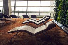 Soft Comfortable Sunbeds In The Airport Waiting Room In Front Stock Image Soft Comfortable Sunbeds In The Airport Waiting Room In Front Stock Image