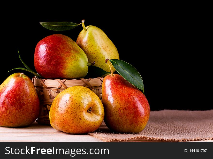 Sweet pears in the basket