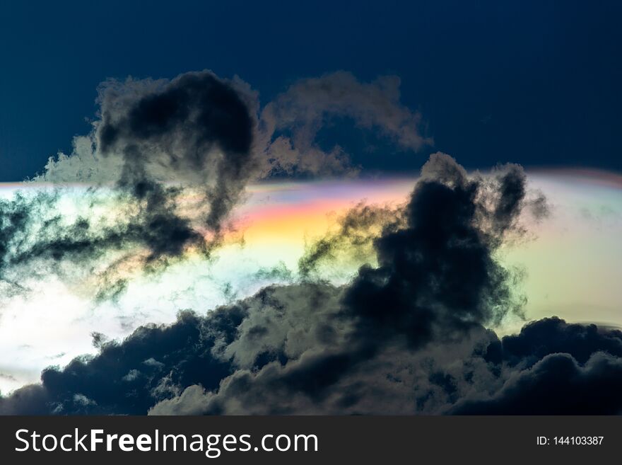 colorful dramatic sky with cloud at sunset