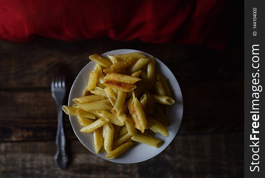 Pasta on the table boiled. Pasta on the table boiled