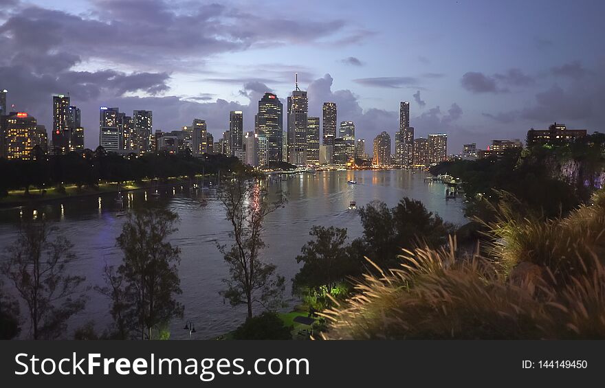 Evening Shot Of Brisbane From Kangaroo Point