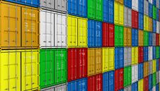 Cargo Containers Of Different Colors Background 3d Illustration Royalty Free Stock Photos