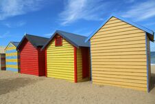 Colorful Bathing Boxes In Brighton Beach, Melbourne,  Australia Royalty Free Stock Photo