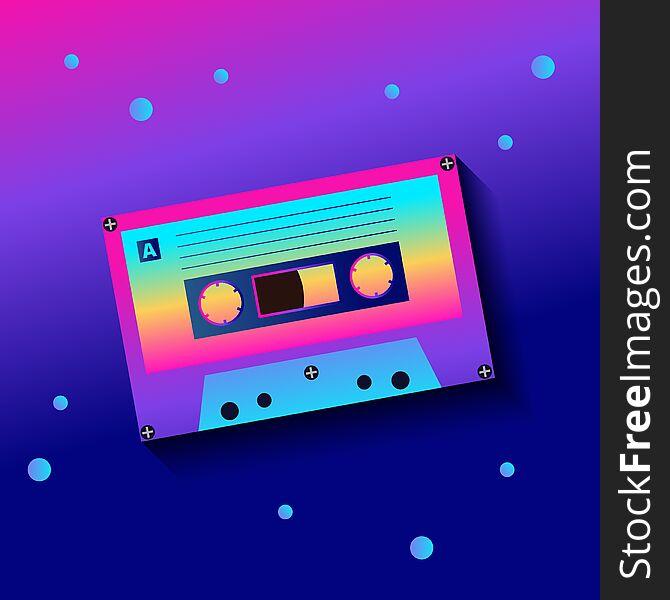 Audio Cassette In The Vintage Design Style