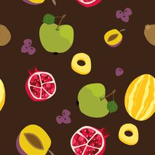 Free Tropical Exotic Fruits Seamless Pattern. Cute Fresh Organic Fruits Background. Vector Illustration Of Watermelon, Cherry, Pear, Stock Photos - 144167643