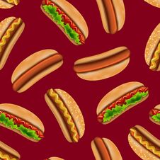 Realistic Detailed 3d Hotdog Fast Food Seamless Pattern Background. Vector Royalty Free Stock Image Realistic Detailed 3d Hotdog Fast Food Seamless Pattern Background. Vector Royalty Free Stock Image