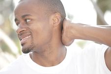 Man Touching His Head Stock Images
