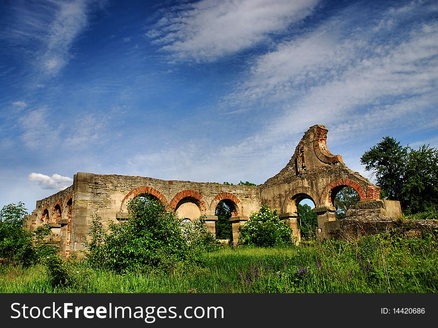 The ruins of the old factory in the sky