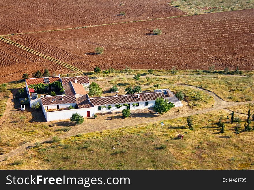 Aerial view of a traditional cottage in Spain. Aerial view of a traditional cottage in Spain