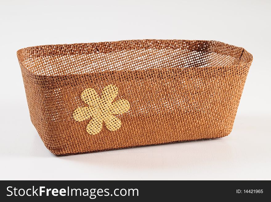 Floral straw basket for home decoration. Floral straw basket for home decoration.