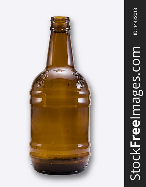 Isolated on white brown beer bottle