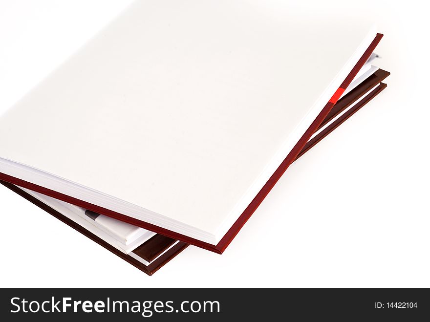 Open notebook on a white background