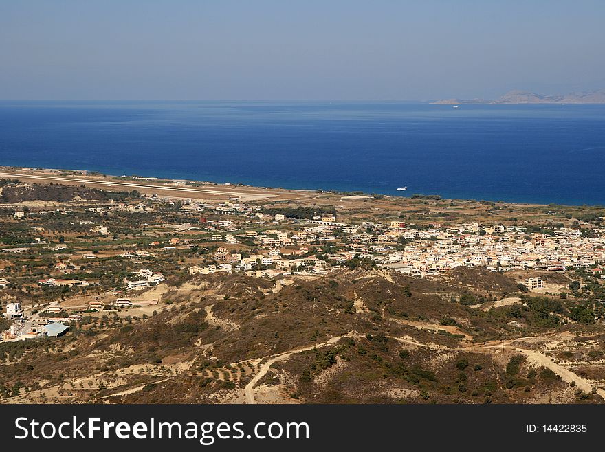 View on a city above in Greece